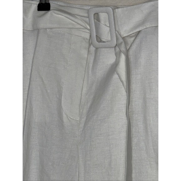 Lane Bryant Plus Size 18R White Belted Linen Wide Leg Trouser Pant NWT $69 - Picture 2 of 5